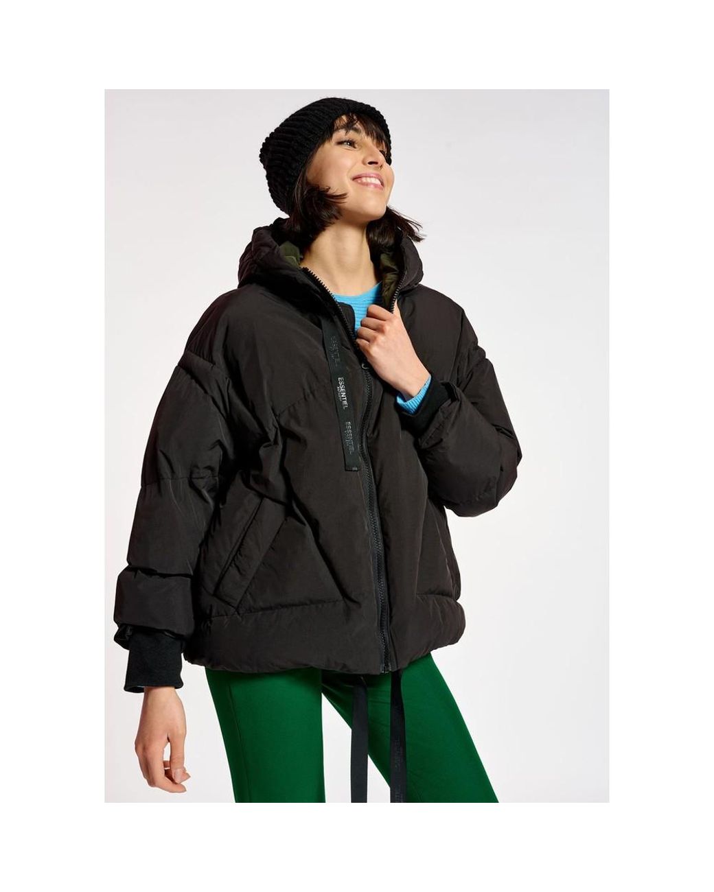 Essentiel Antwerp Antwerp Chameleon Puffer Coat in Black | Lyst