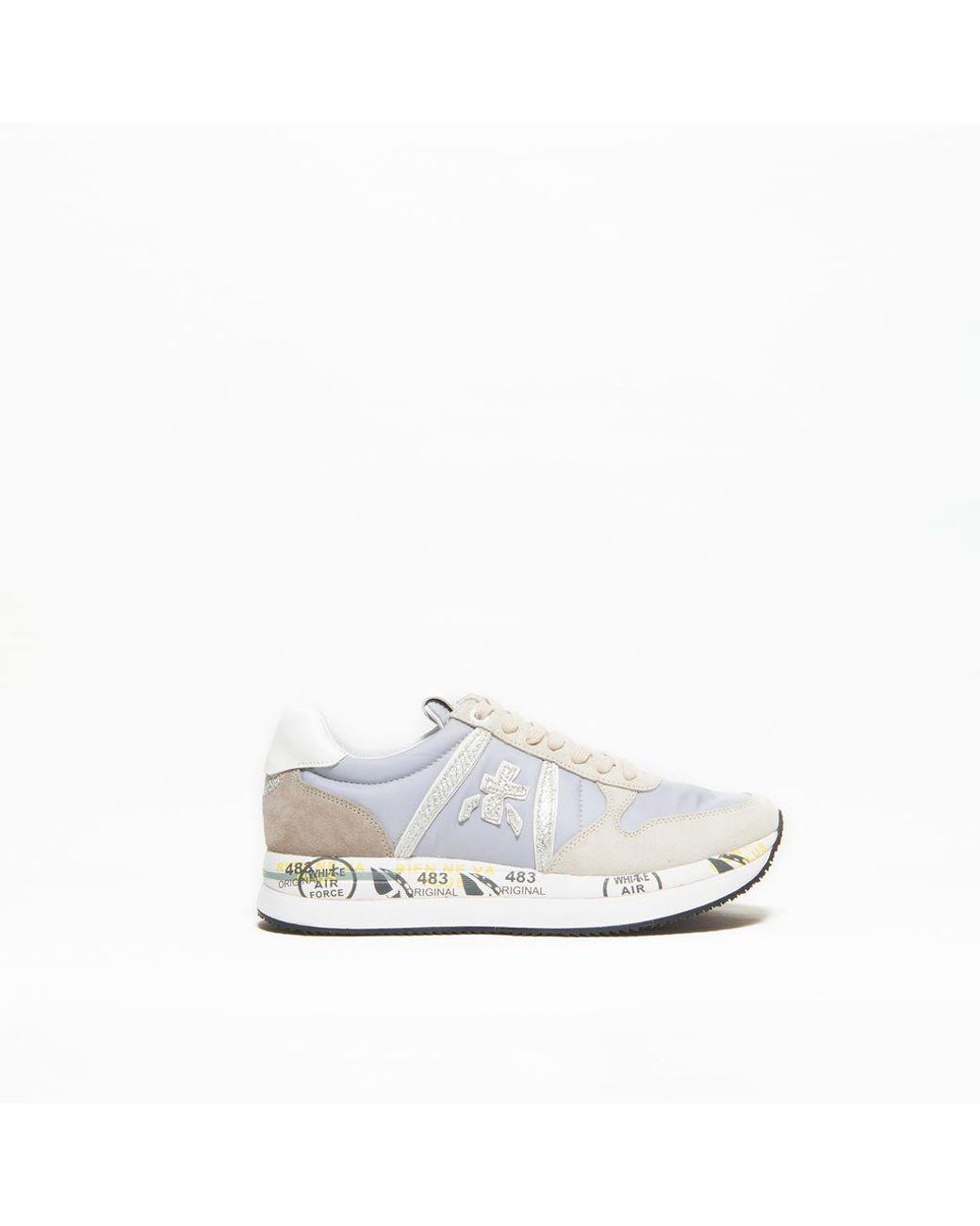 Premiata Sneaker Donna Modello Tris In Tessuto E Suede Grigio Logo Argento  in Grey (Gray) | Lyst