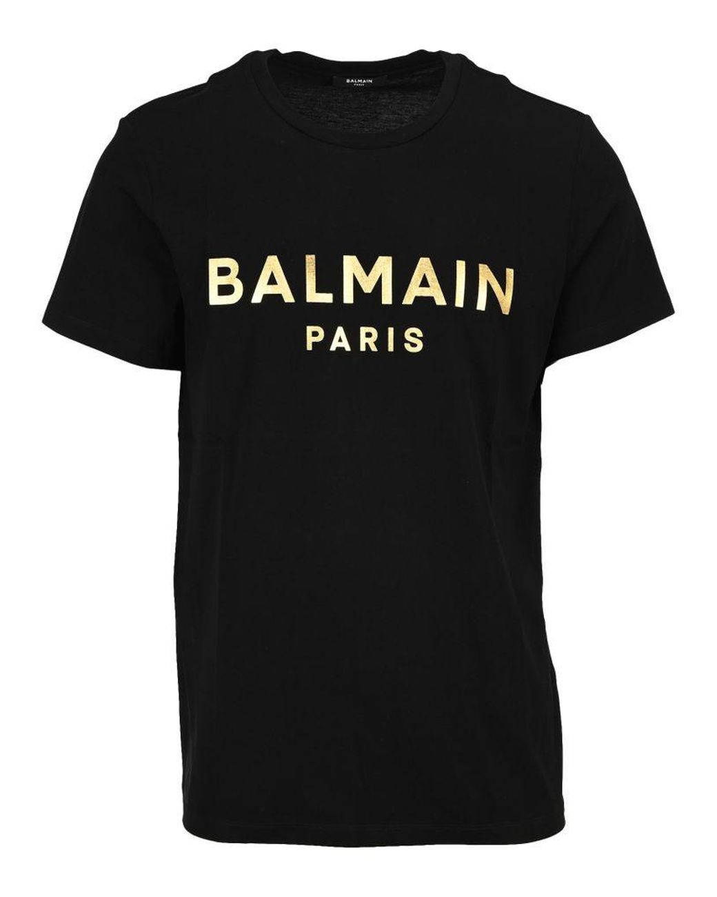 Balmain Metallic Gold Logo T-shirt in Black for Men - Lyst