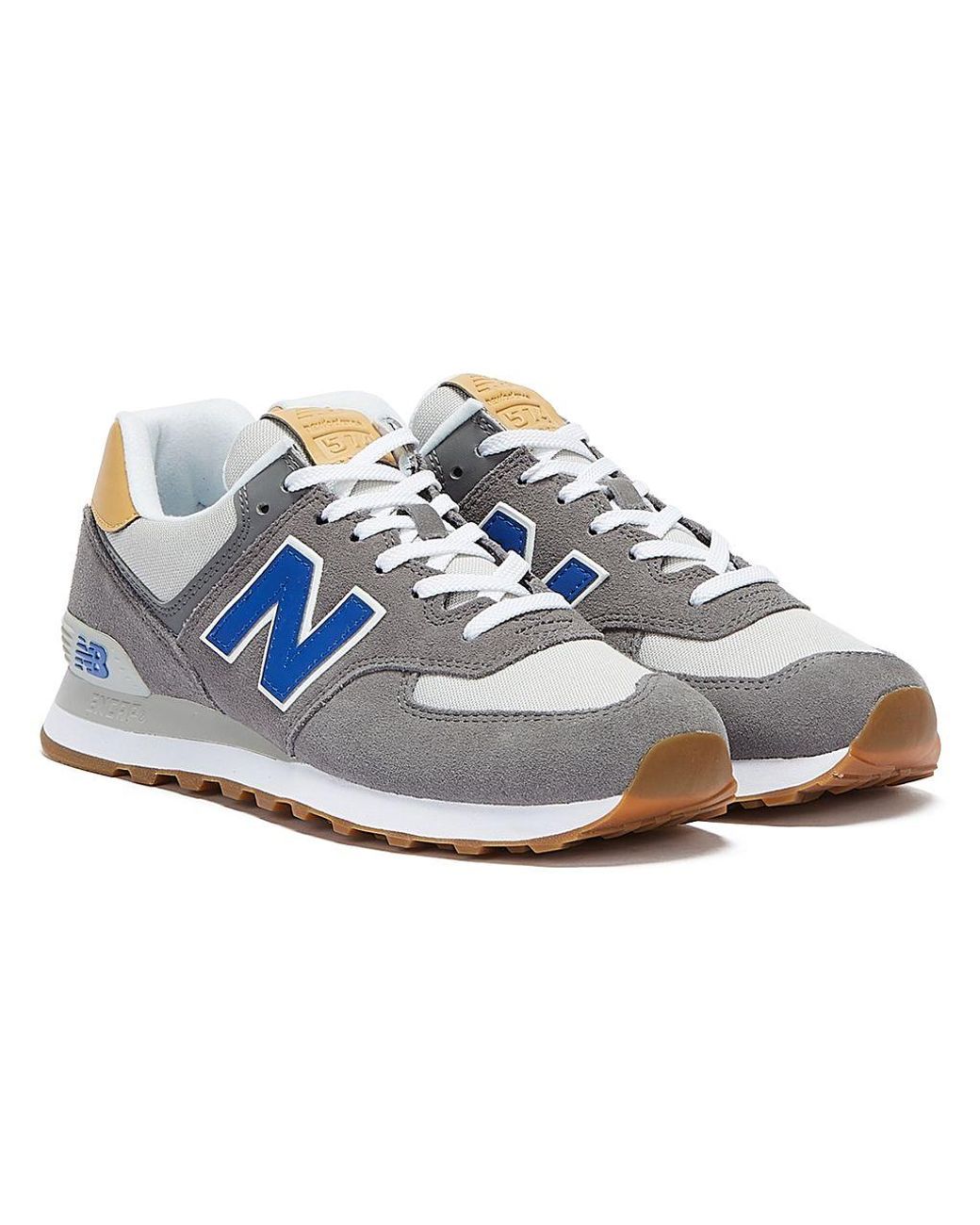 New Balance 574 / Blue / Tan Trainers in Grey (Gray) for Men | Lyst