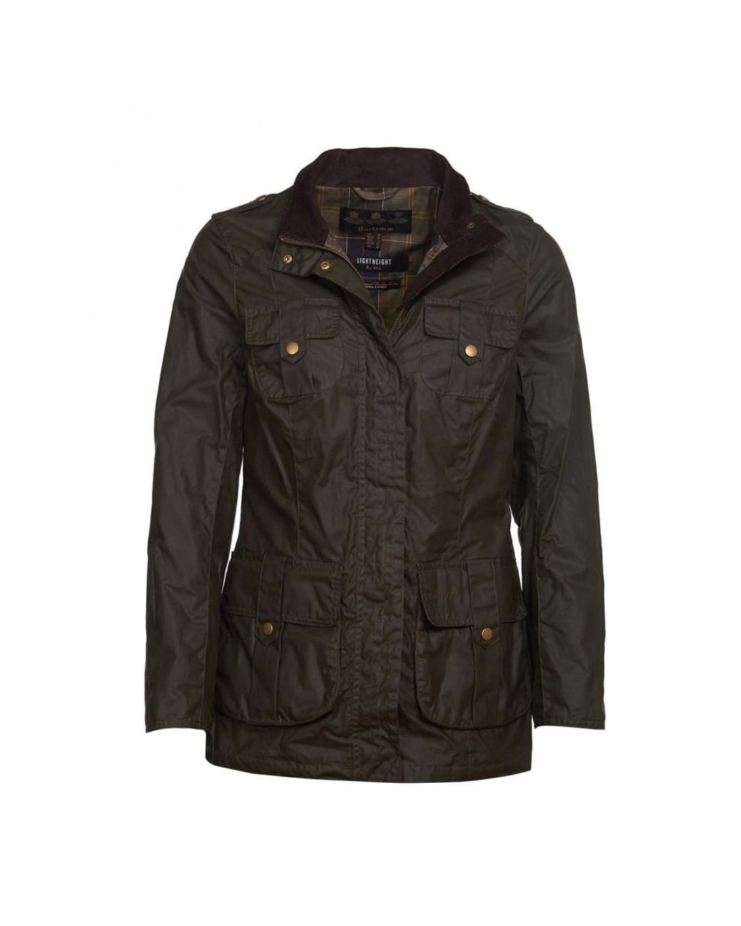 Barbour Leather Womens Defence Lightweight Wax Jacket Archive Olive | Lyst