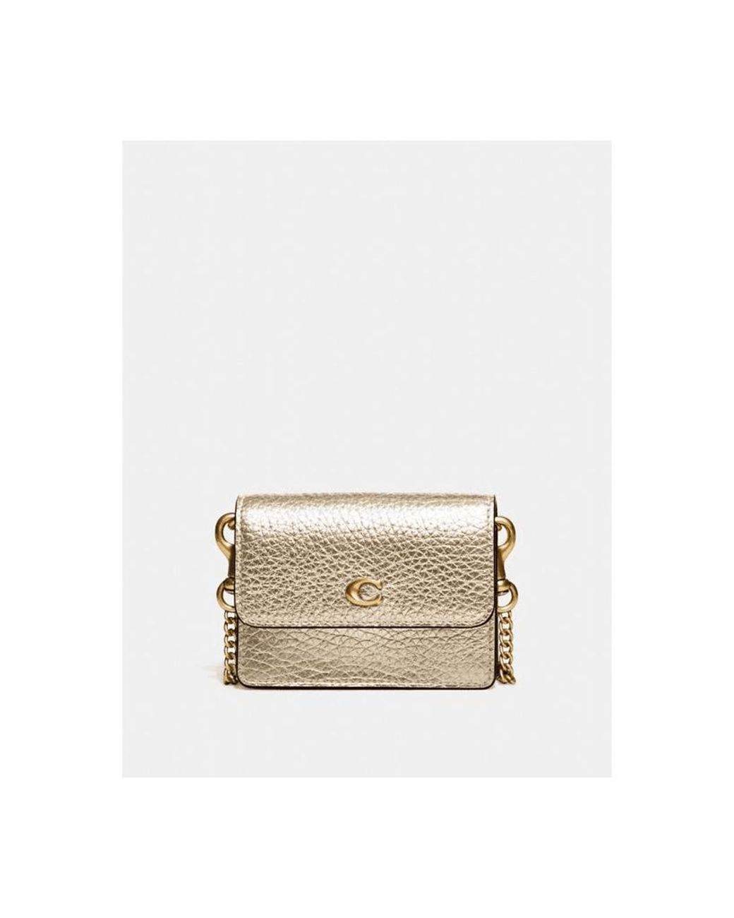 COACH Leather Metalic Half Flap Card Case in Gold (Metallic) Lyst
