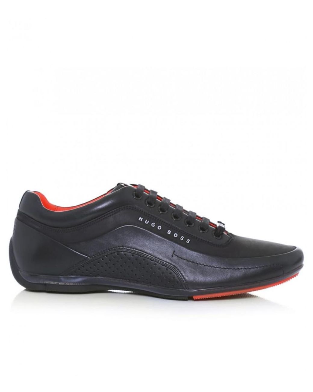 BOSS by HUGO BOSS Leather Hb Racing Trainers in Black for Men | Lyst