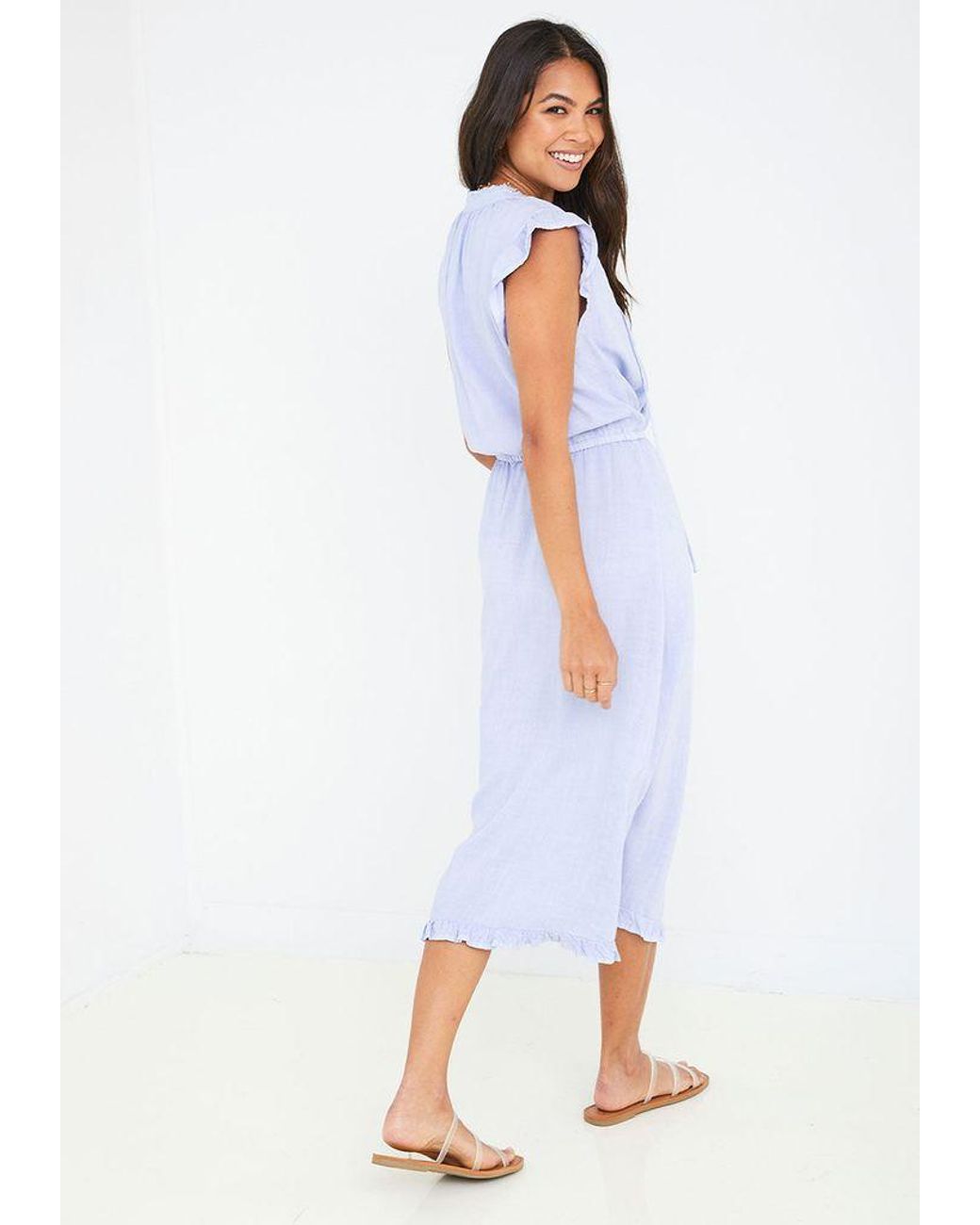 Bella Dahl Ruffle Midi Dress Peri Mist 