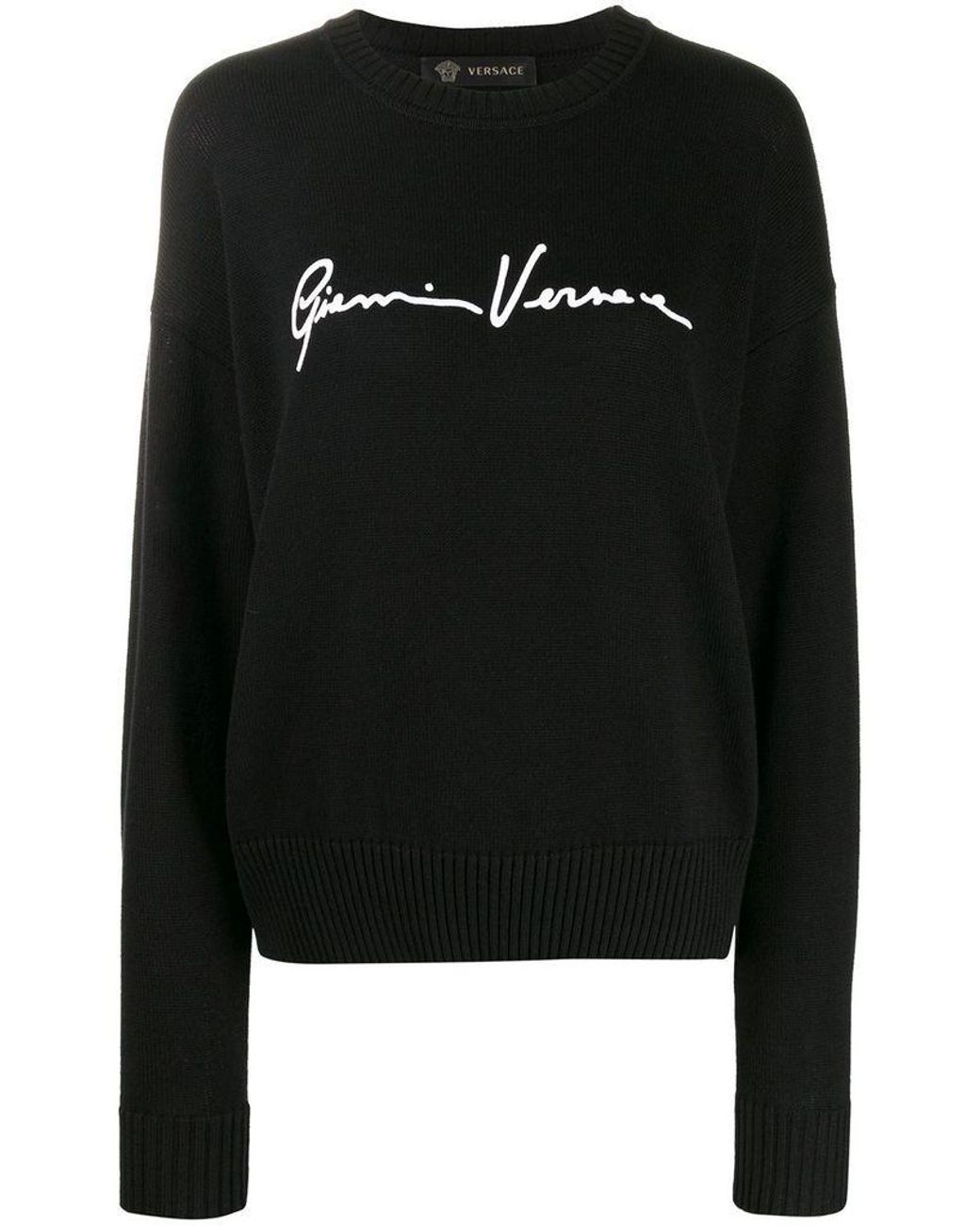 Versace Women's A85556a233106a1008 Black Cotton Sweater - Lyst
