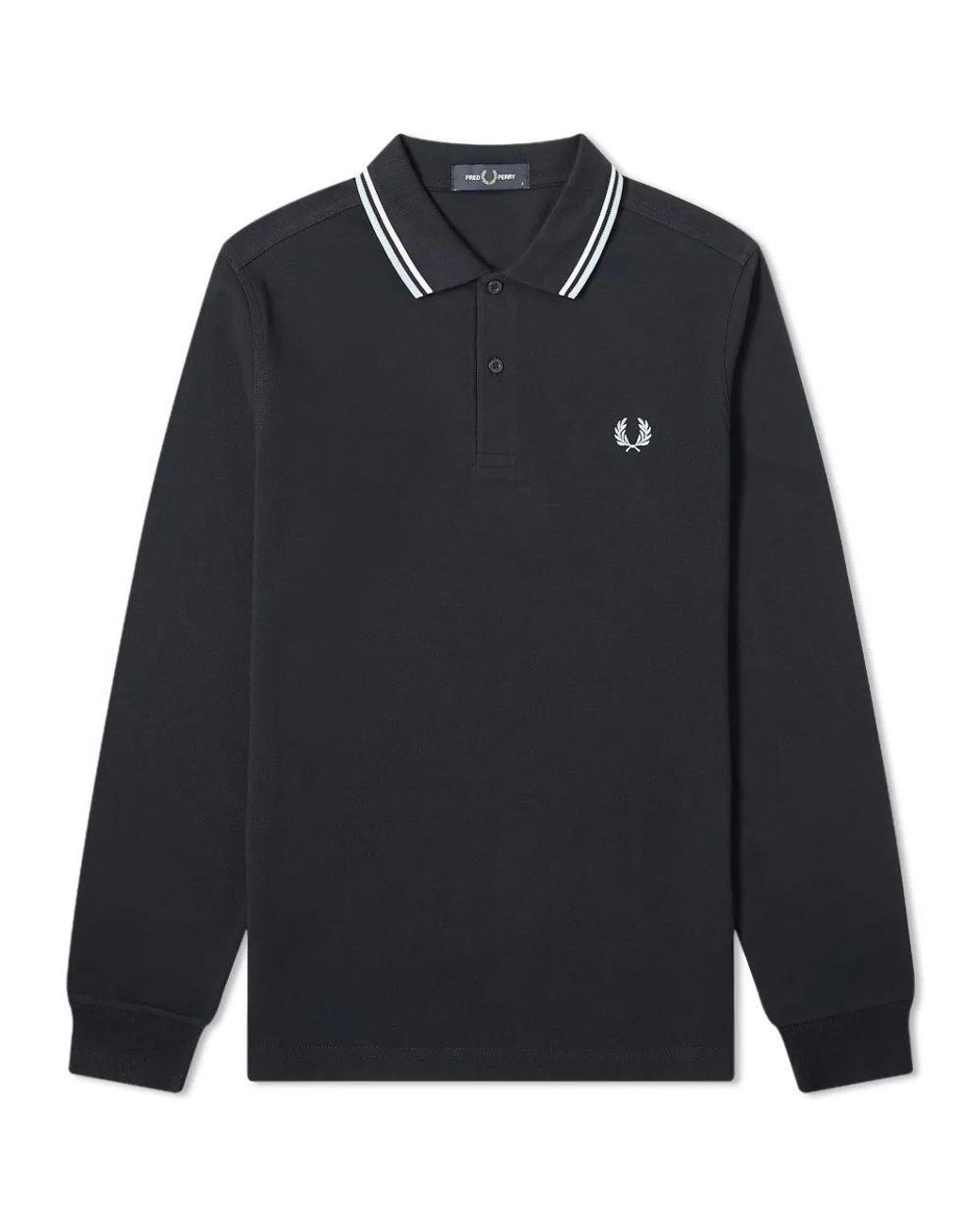 Fred Perry Authentic Long Sleeved Twin Tipped Polo Navy in Blue for Men ...