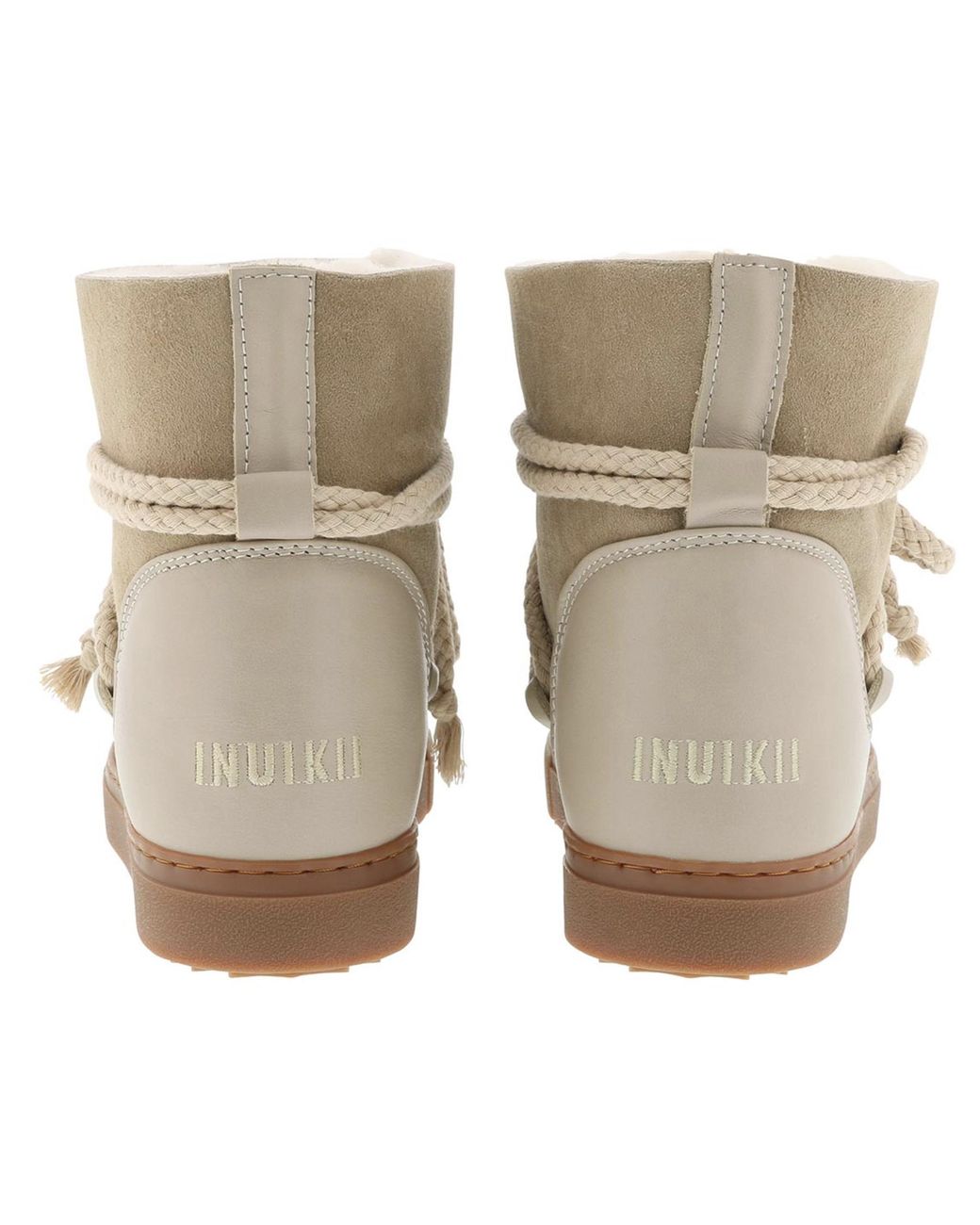 Brown Inuikii Book Boot Beige Suede Leather With Sweet Sneakers Wedgers With Internal Rest in Grey Womens Boots Inuikii Boots 