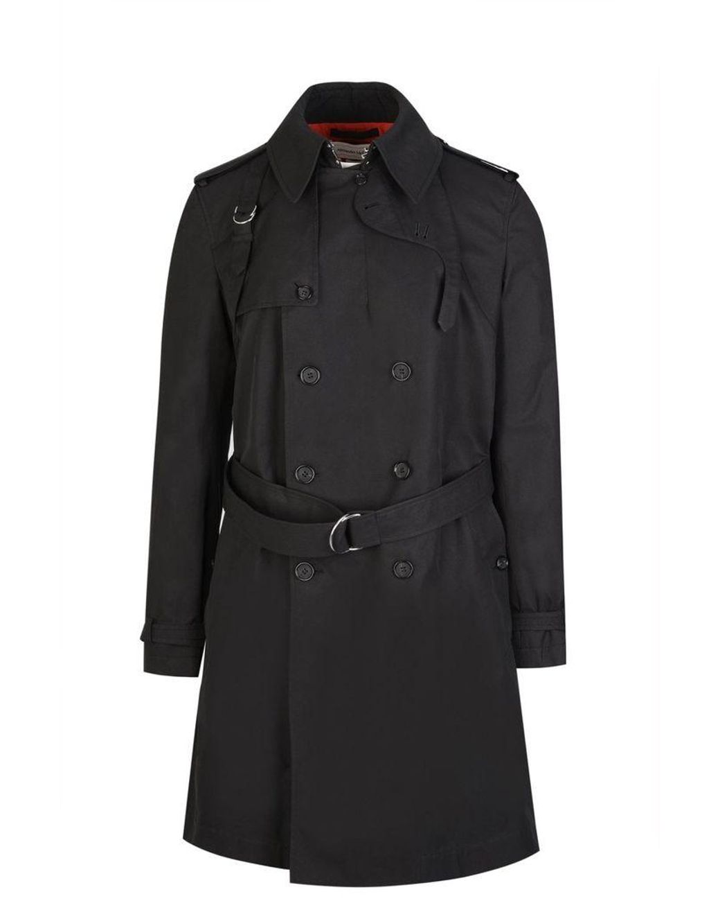 Alexander McQueen Cotton Harness Trench Coat in Black - Lyst
