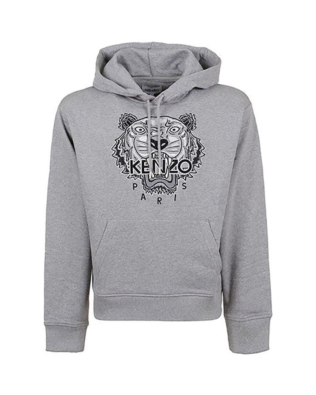 KENZO Men's Tiger Hoodie Grey in Gray 