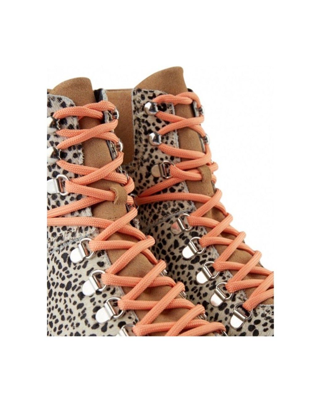Shoe The Bear Suede Agda Leopard Lace Up Boots - Off White - Lyst