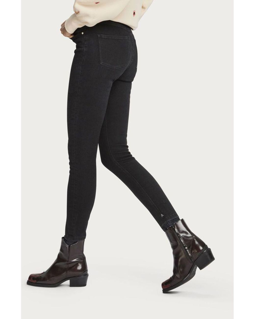 Maison Scotch Denim Haut High-rise Skinny Fit Jeans In Elegant in Black -  Lyst