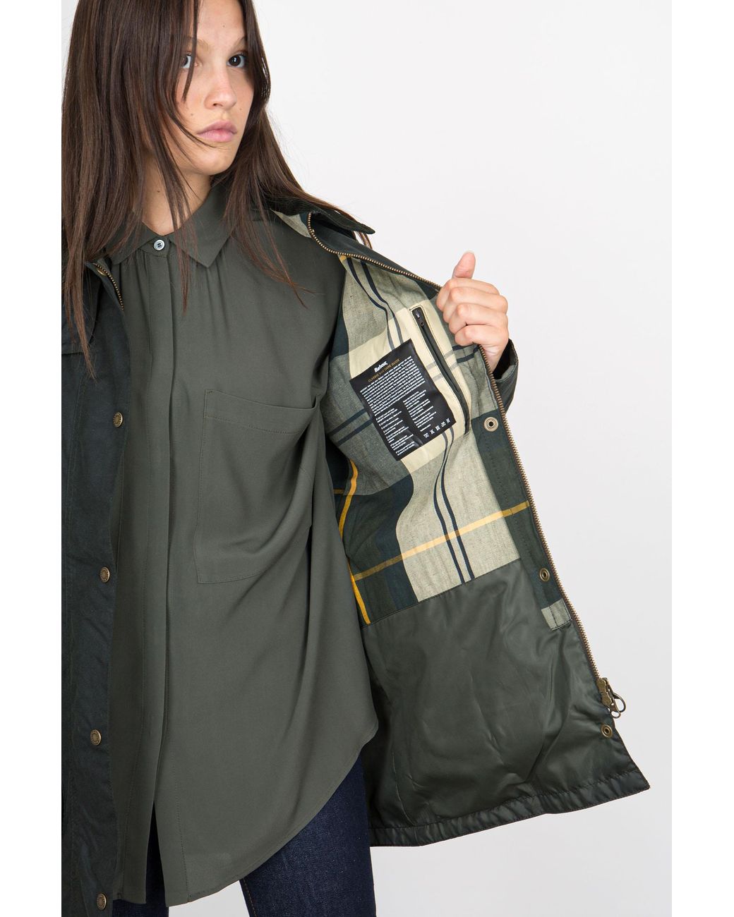 Barbour Tain Wax Jacket Sage in Black | Lyst