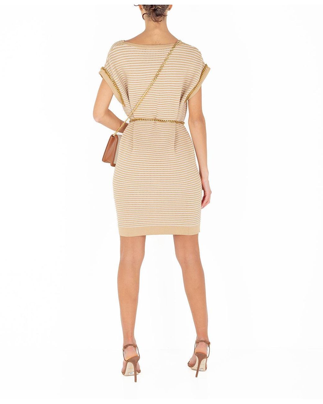 Elisabetta Franchi Abito A Sacchetto Con Catena Gold Am92s22e2 in Grey  (Gray) | Lyst