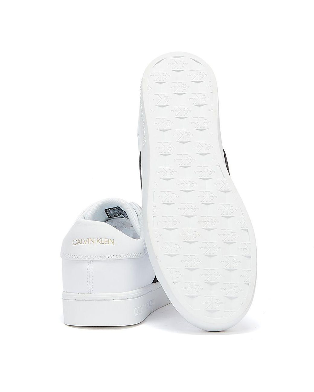 calvin klein jeans cupsole elasticated womens white trainers