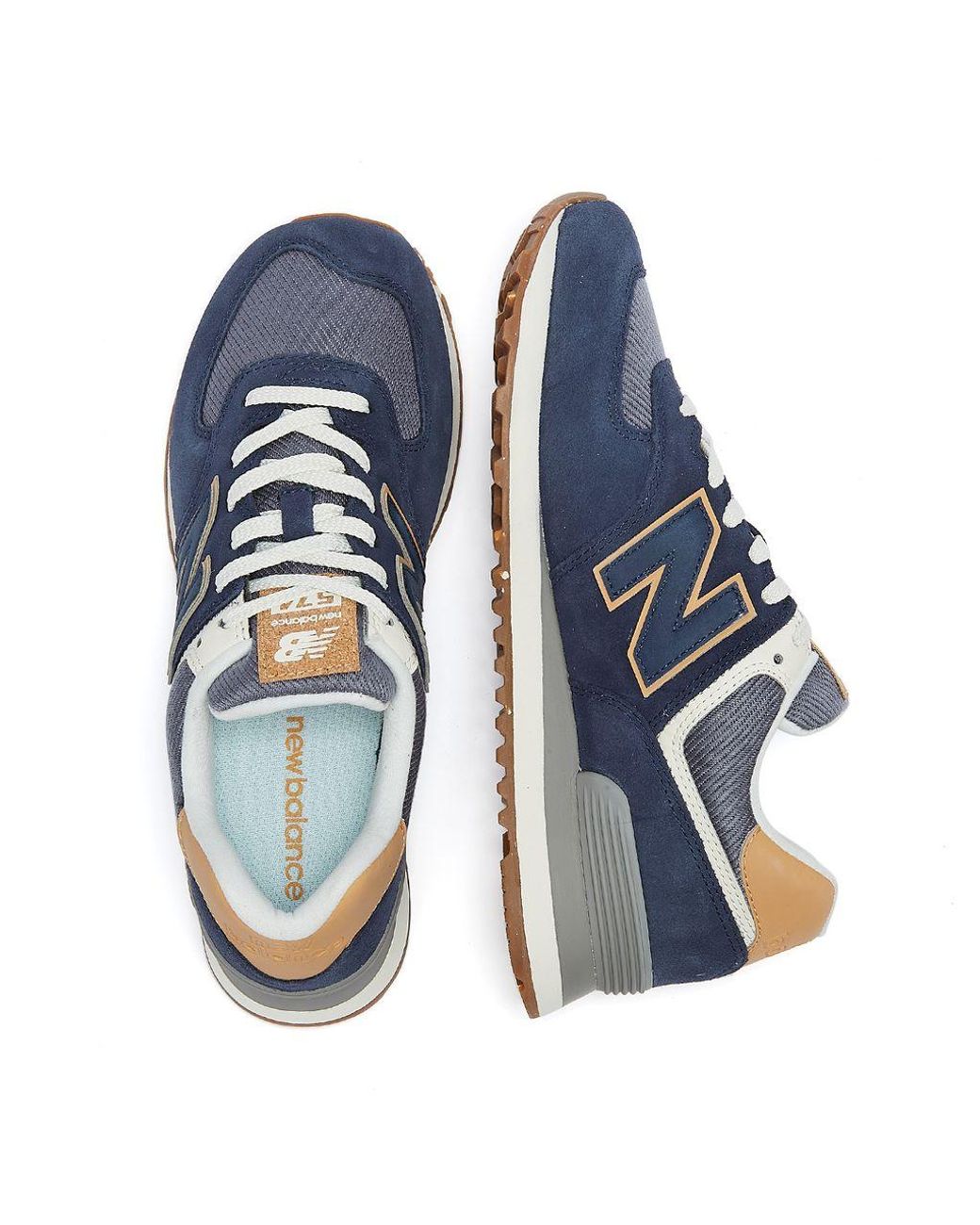 new balance 574 blue and tan