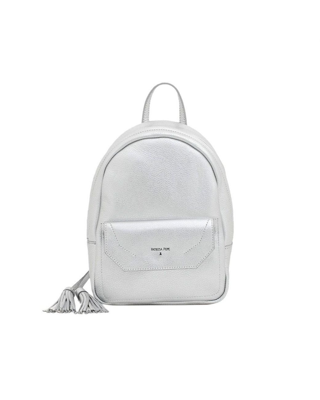 silver backpack purse