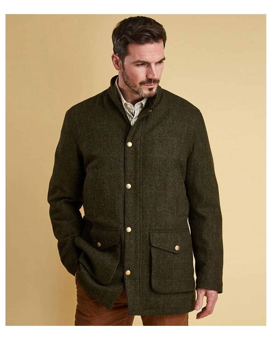 Barbour Wool Herringbone Lulham Jacket in Green for Men | Lyst Canada