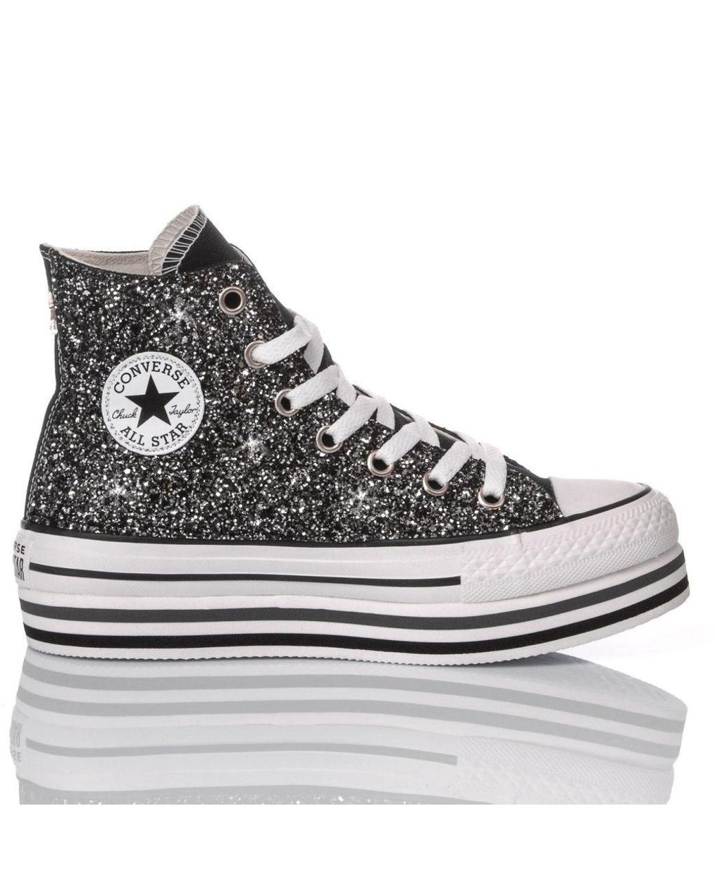 Converse Women's Mim589 Black Glitter Hi Top Sneakers - Lyst