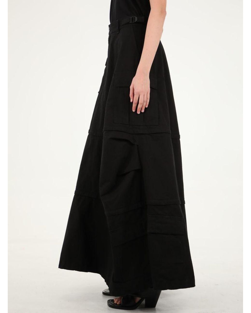 Balenciaga Cotton Cargo Maxi Skirt in Black | Lyst