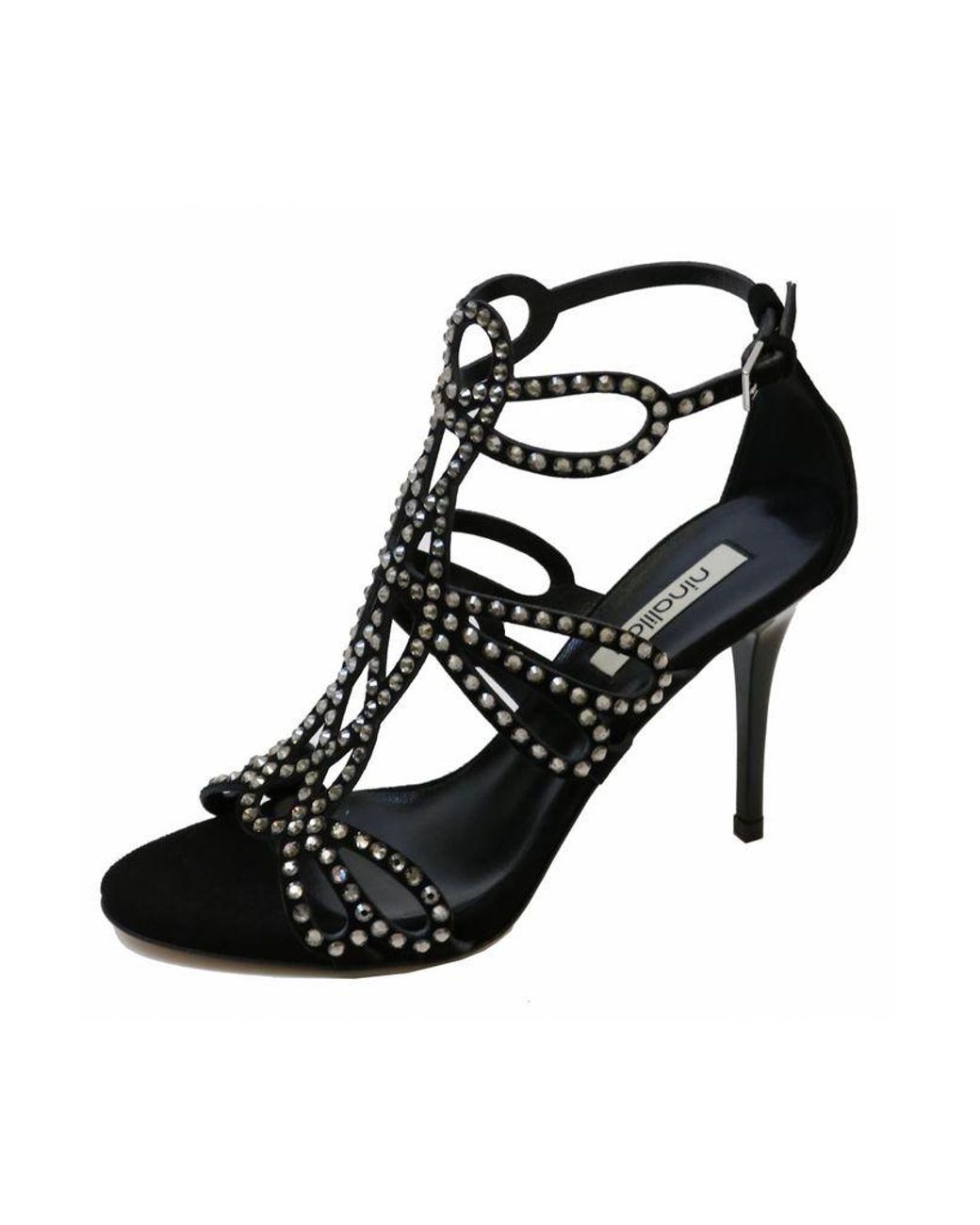 black sparkly strappy heels