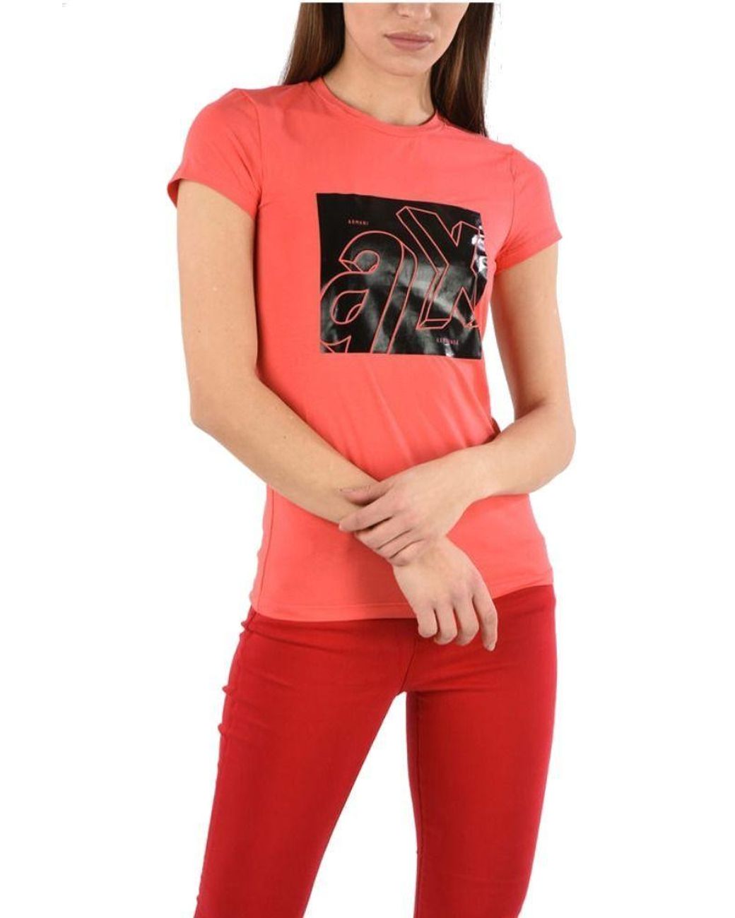 Giorgio Armani Women's 3gytagyjc7z1454 Pink Cotton T-shirt - Lyst