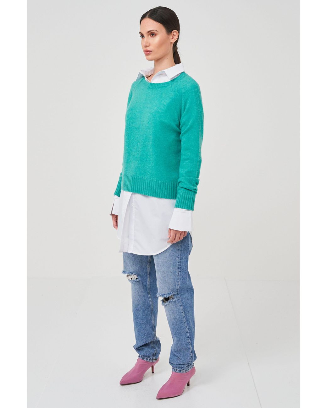 Brodie Cashmere Ivy Sweater in Blue | Lyst