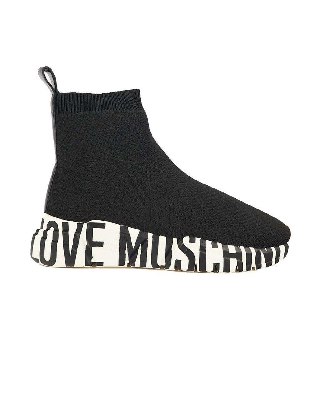Love Moschino Brand Sole Sock Trainers in Black | Lyst UK