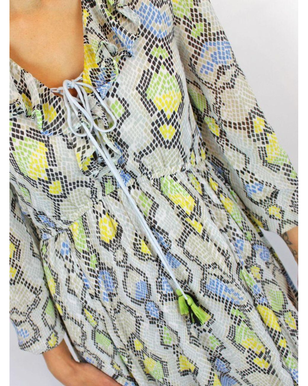 green snake print shirt dress