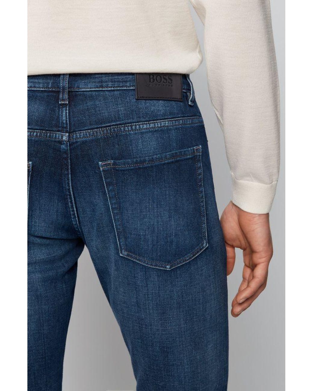 BOSS by HUGO BOSS Delaware3-1 Slim-fit Jeans In Super-soft Stretch Denim  50458152 430 in Blue for Men | Lyst