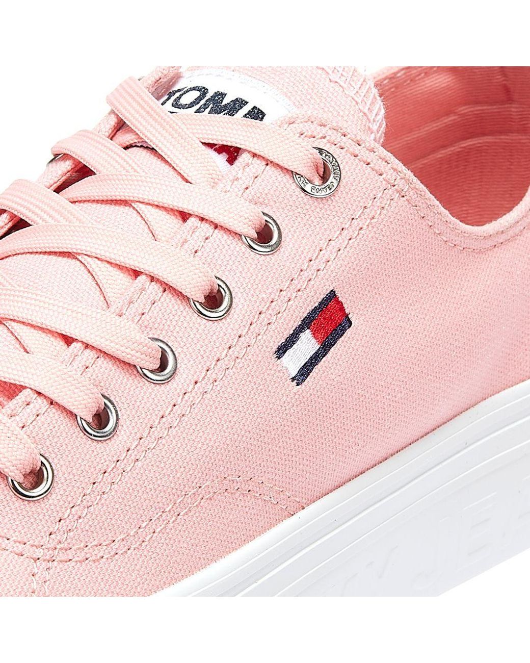 Tommy Hilfiger Cotton Vulcanised Flatform Trainers in Pink | Lyst