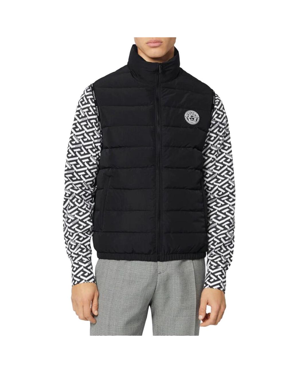 Versace Medusa Puffer Vest in Black for 