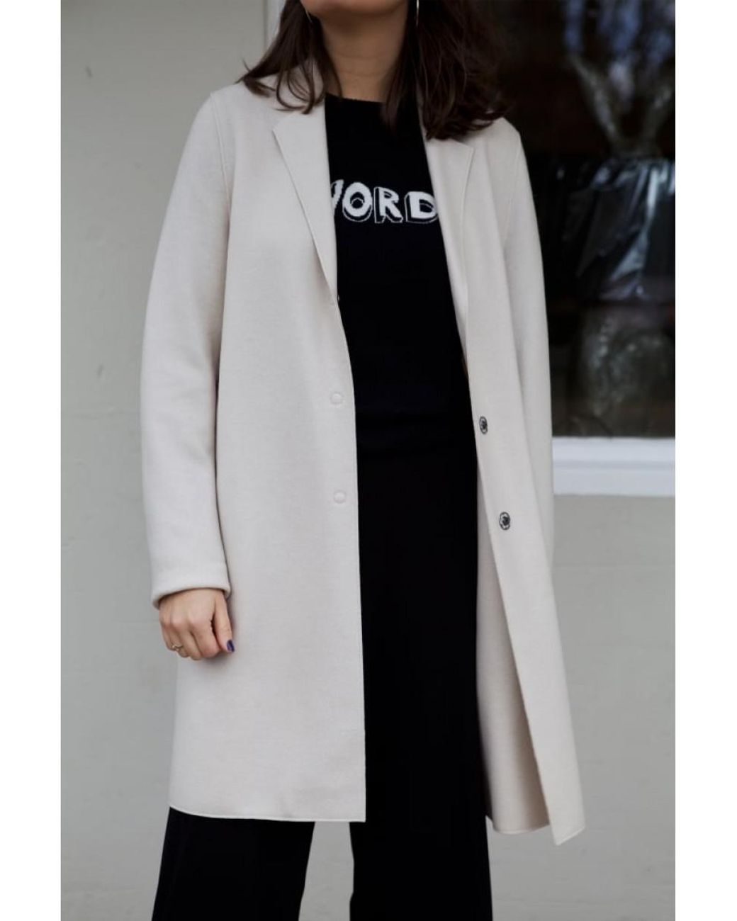 Cocoon Single-breasted Wool Coat 