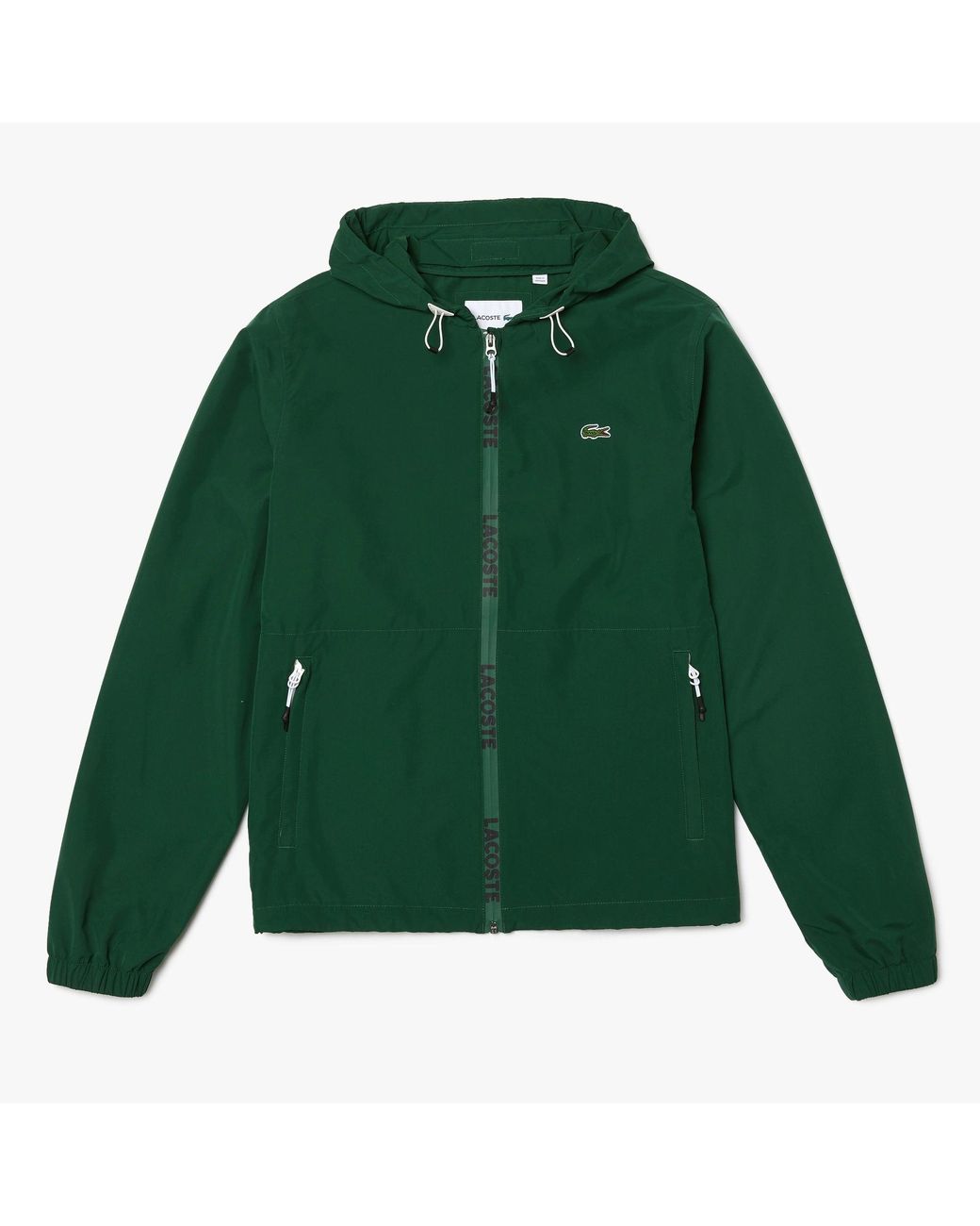 Lacoste Synthetic Hooded Bomber Jacket in Green for Men | Lyst