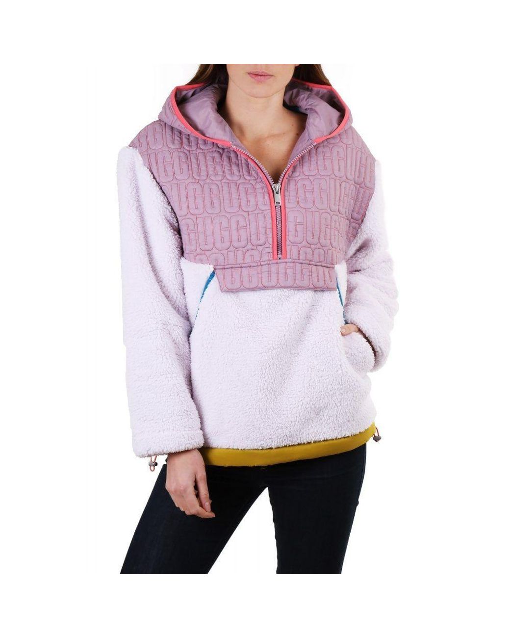 UGG Womens iggy Sherpa Half Zip Pullover Fleece in Purple - Lyst