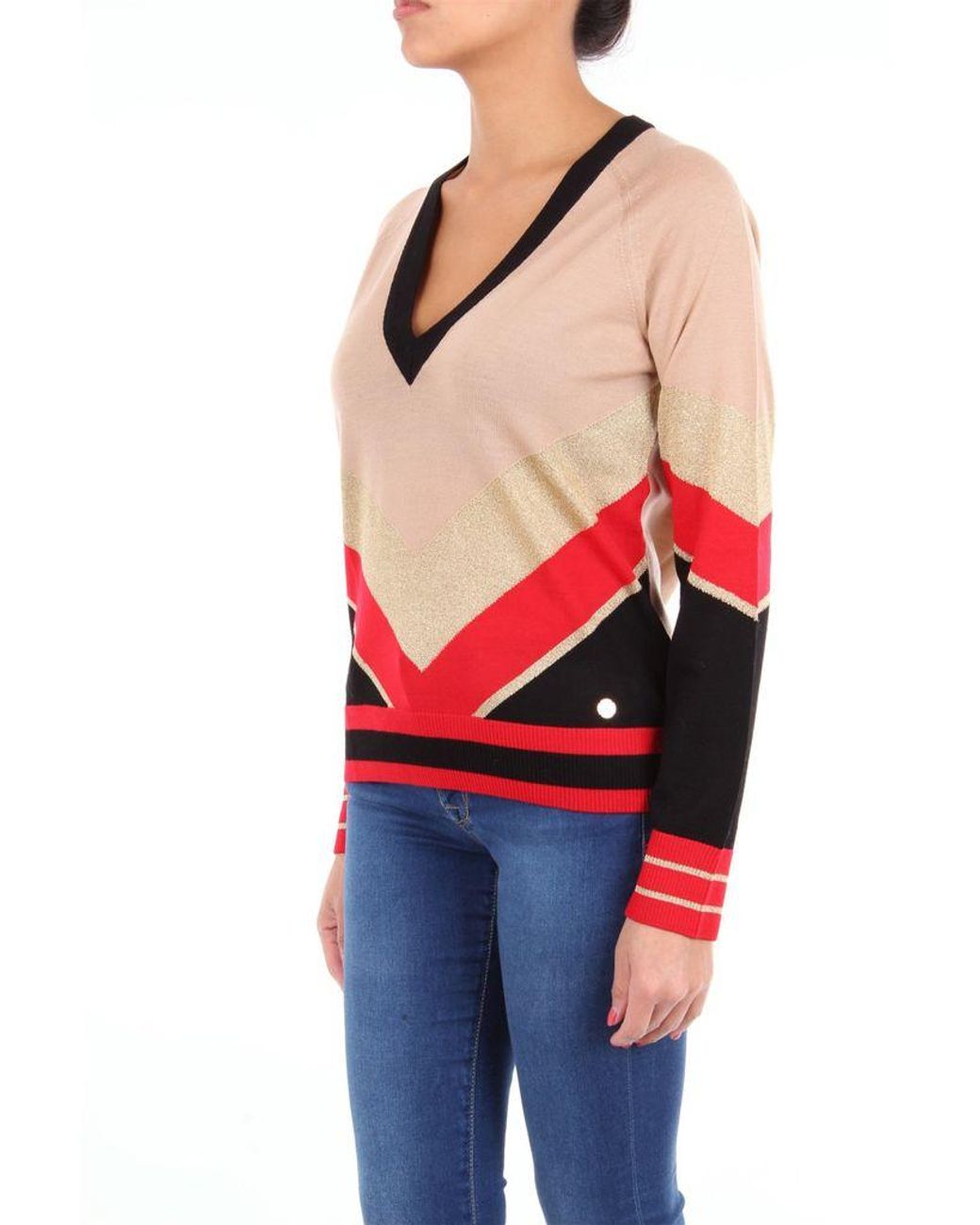 Versace Camel Colored V Neck Sweater In Brown Lyst