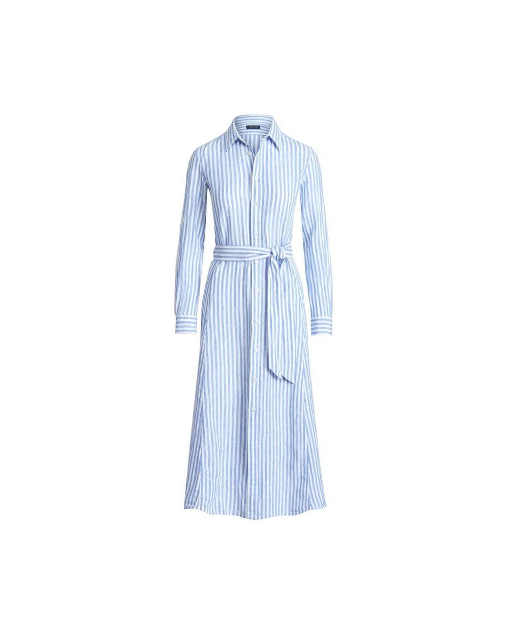 Polo Ralph Lauren Striped Linen Shirtdress in Blue | Lyst Canada