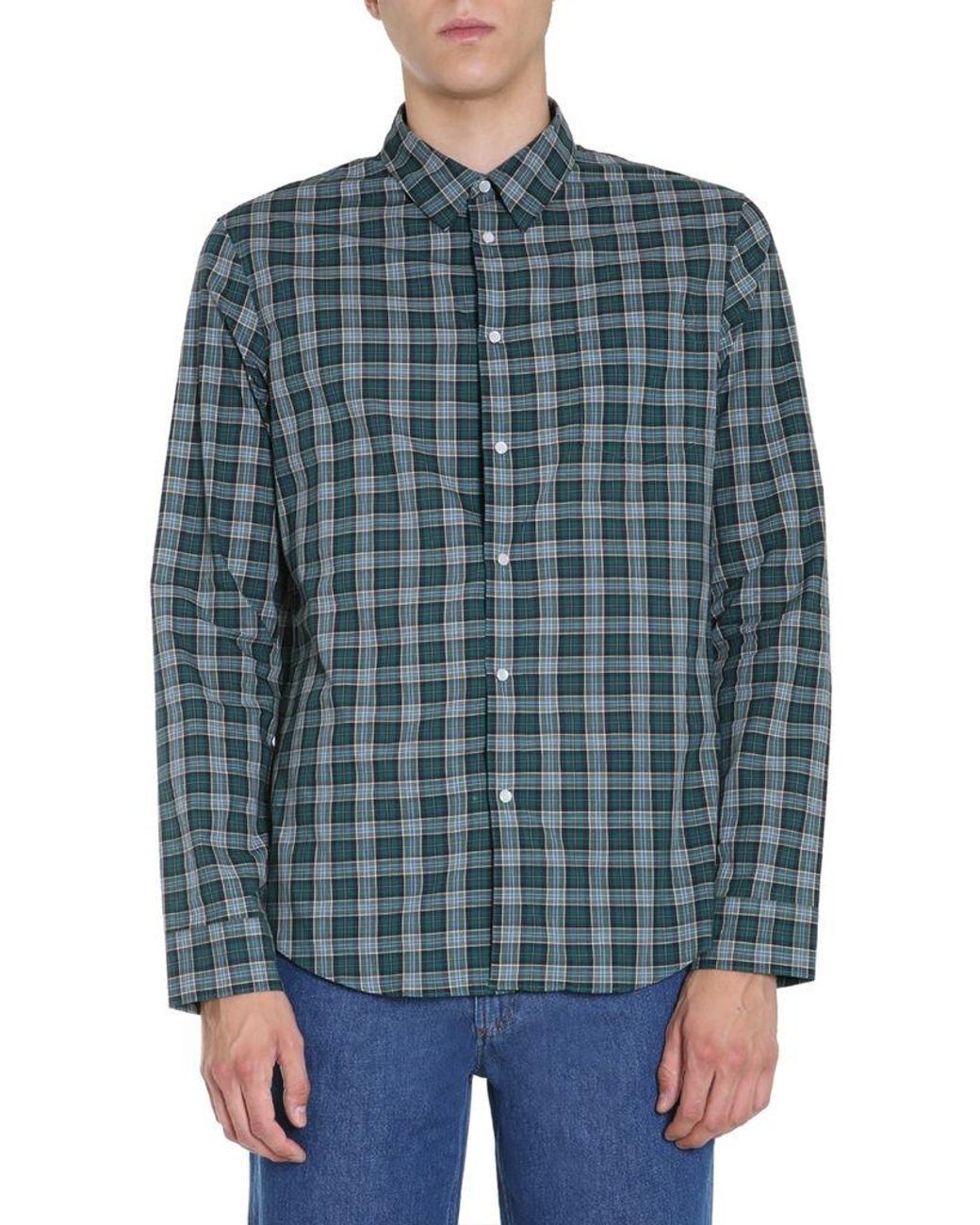 KENZO Cotton Slim Fit Shirt in Green for Men - Lyst
