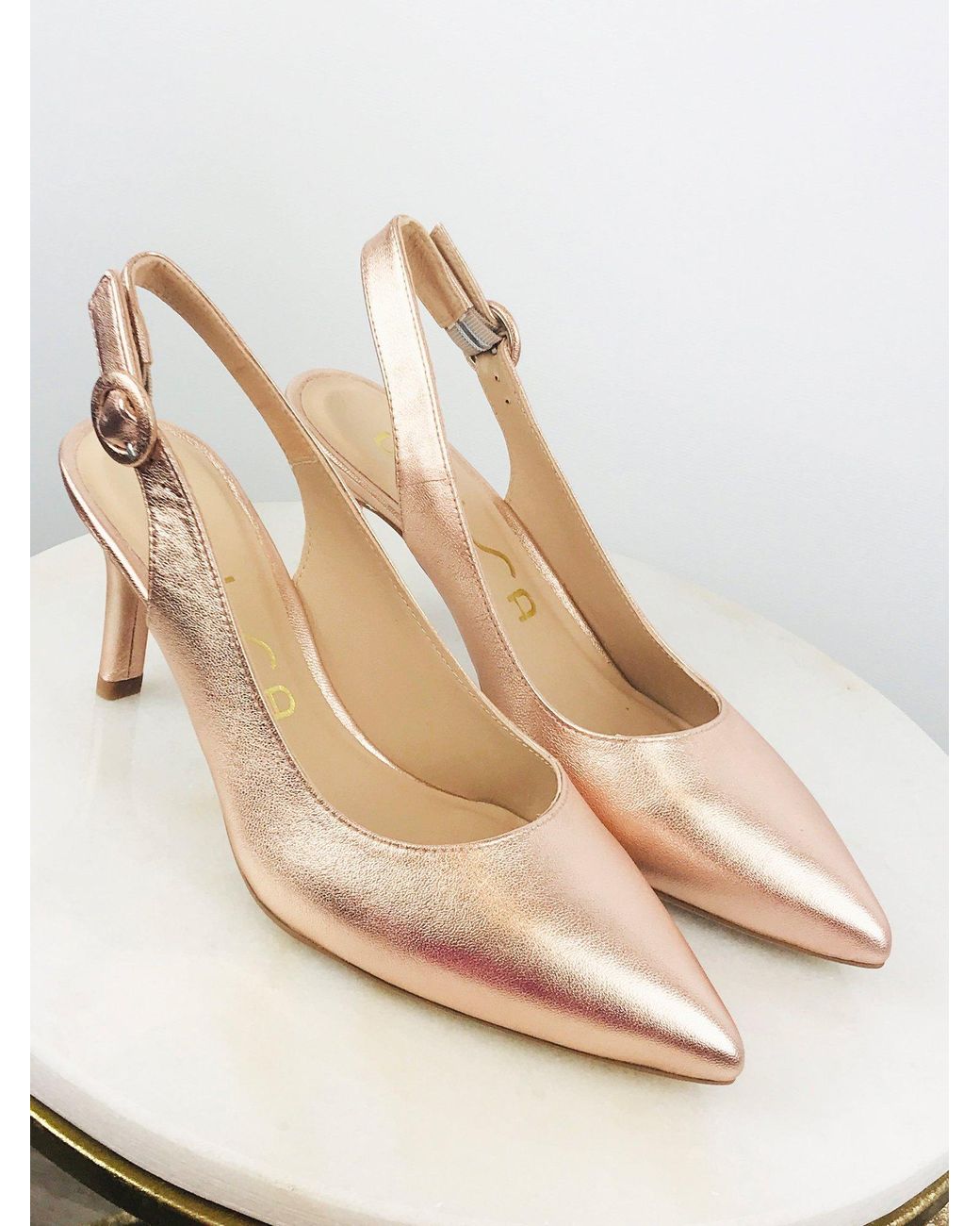 Unisa Leather Sling Back Shoes in Pink 