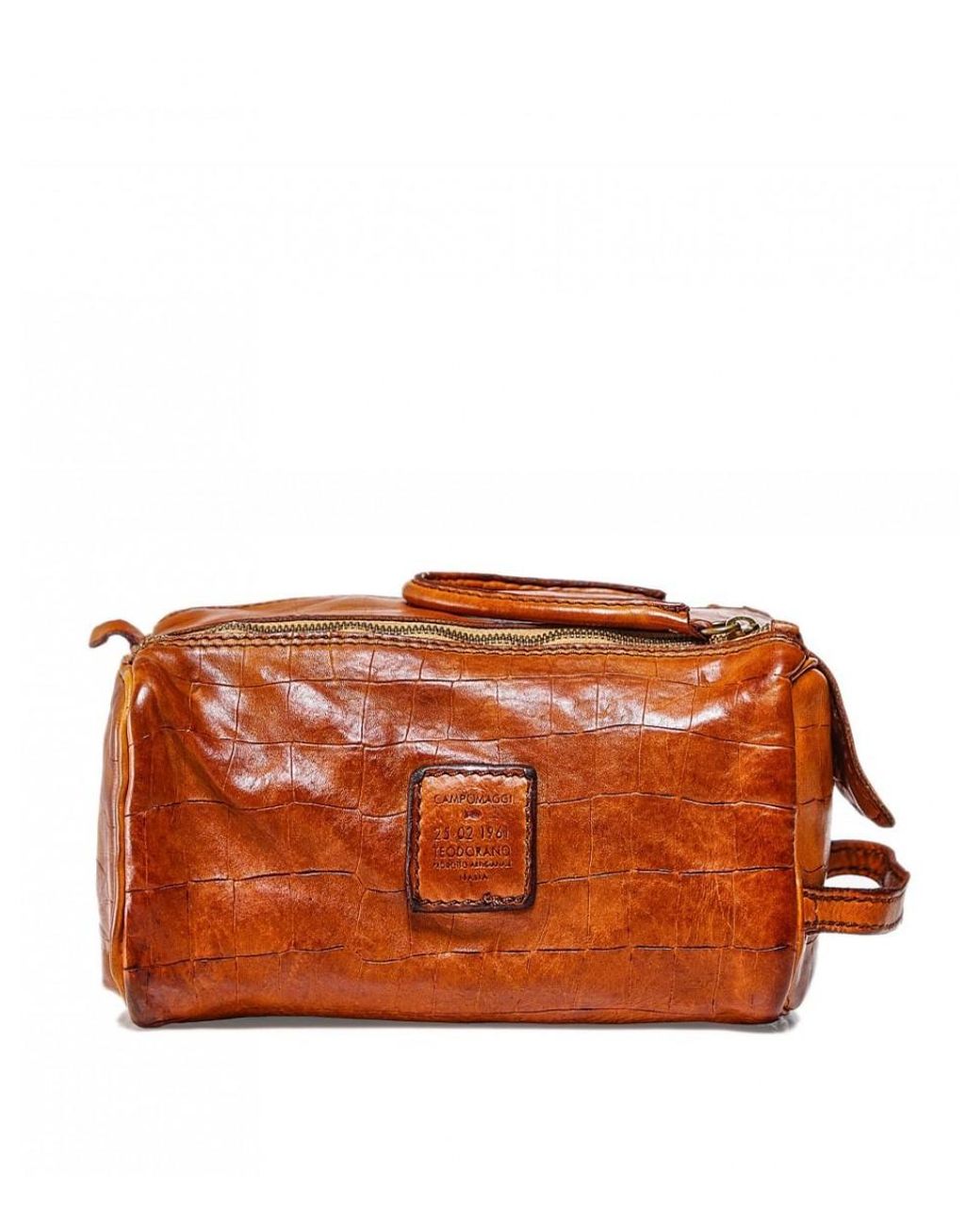 Campomaggi Men/'s Leather Mock Croc Pouch