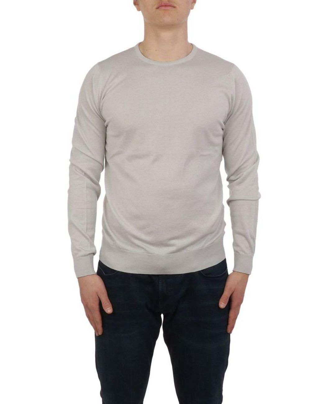 John Smedley Men's Hatfieldcloud Grey Cotton Sweater in Gray for Men - Lyst