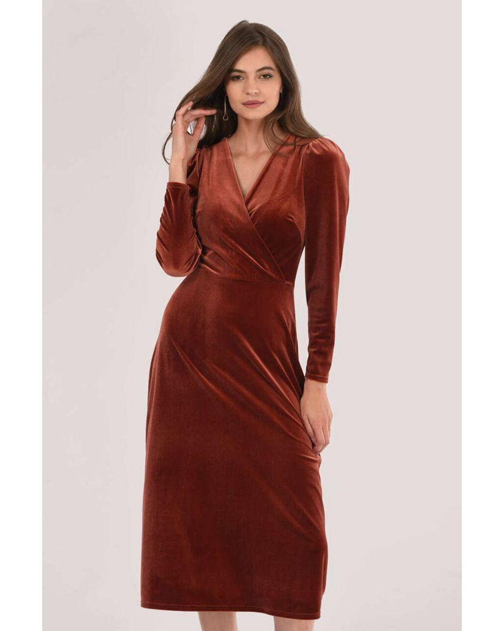 rust wrap dress