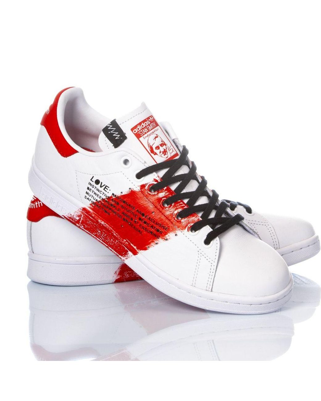 adidas Stan Smith , Red in White for Men | Lyst