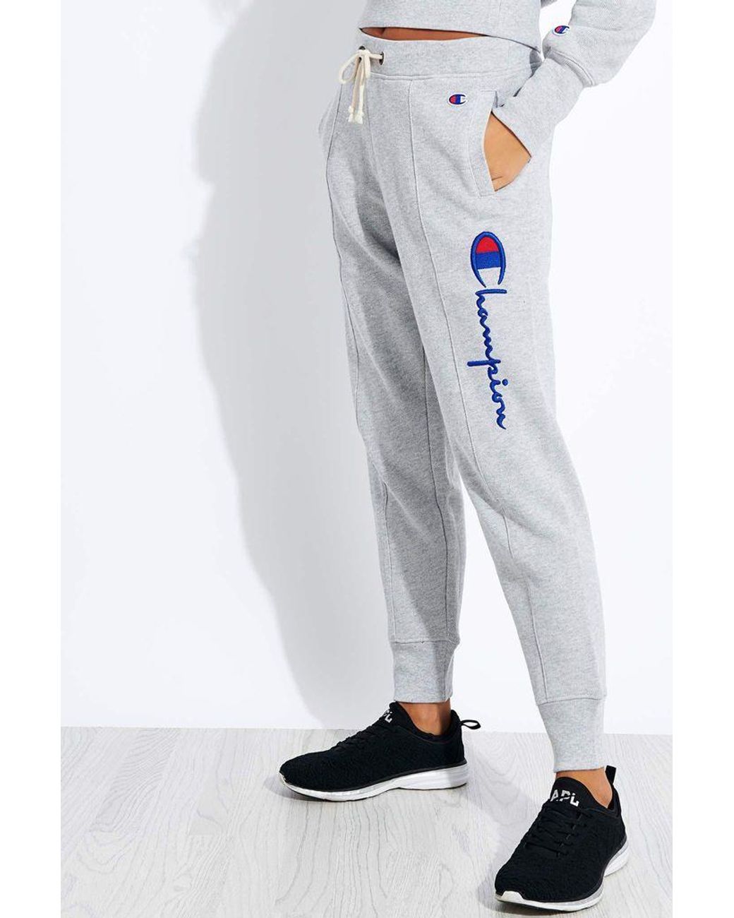 champion urban logo rib cuff pants