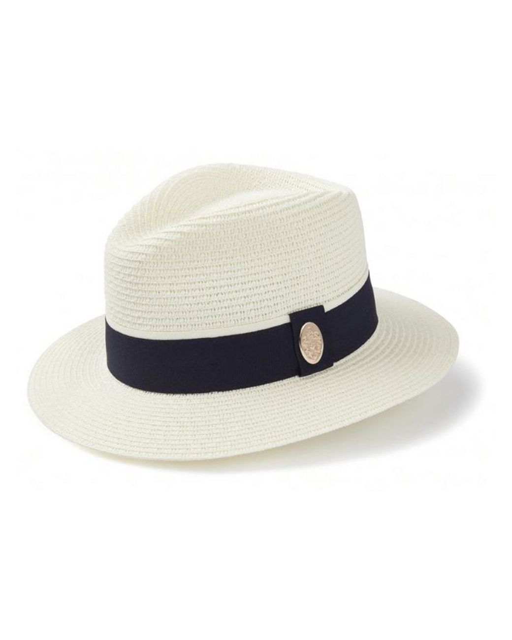 Hicks \u0026 Brown Women's Hicks and Brown Orford Cream Fedora Navy Hborna - Blue