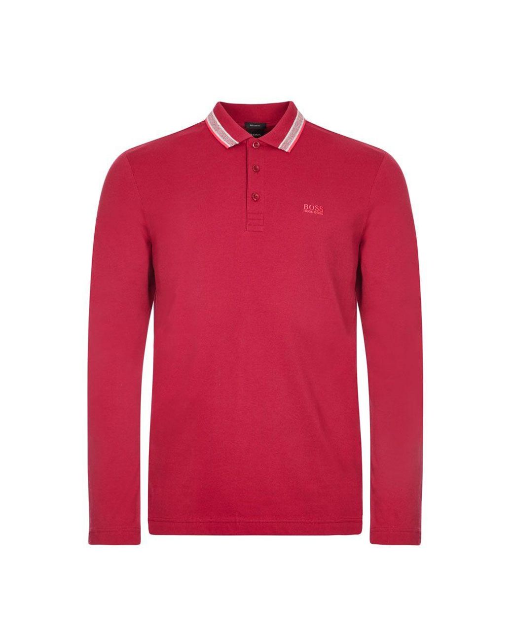 BOSS by Hugo Boss Athleisure Long Sleeve Polo Shirt Plisy - Dark Red ...