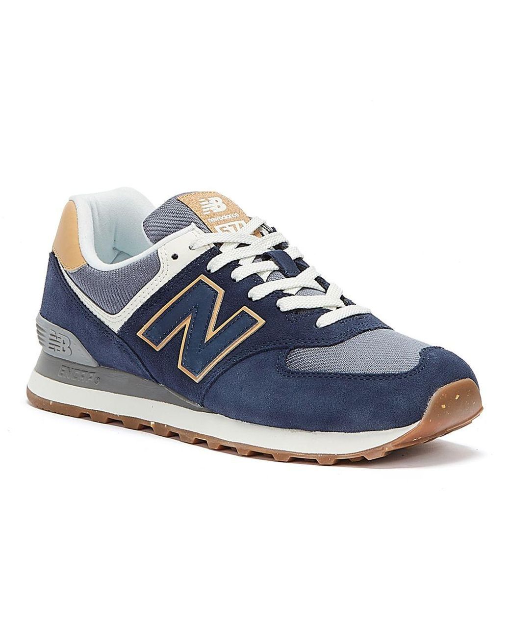 New Balance 574 / Tan Trainers in Blue 