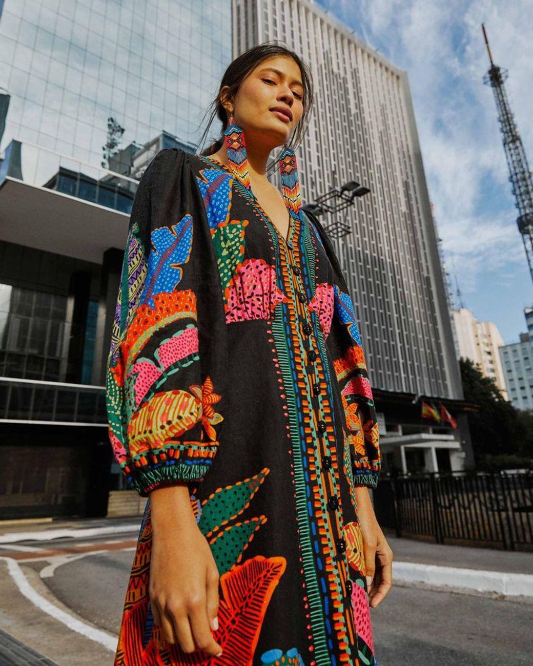 FARM Rio Linen Cool Leopard Maxi Dress 