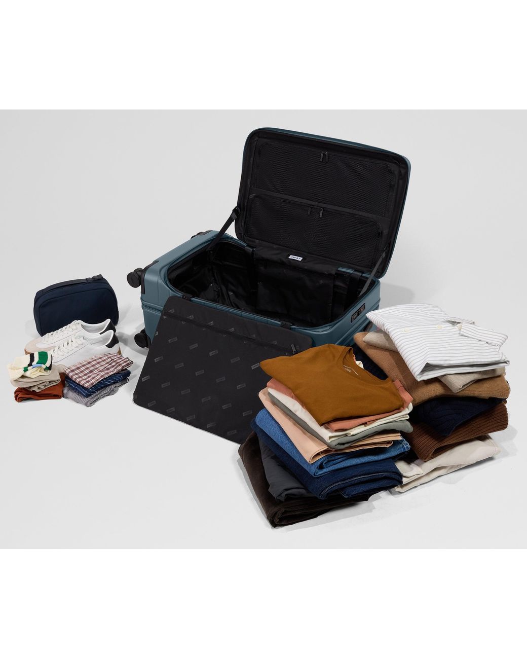 Away Travel Blue Topside Medium Checked Suitcase Trunk