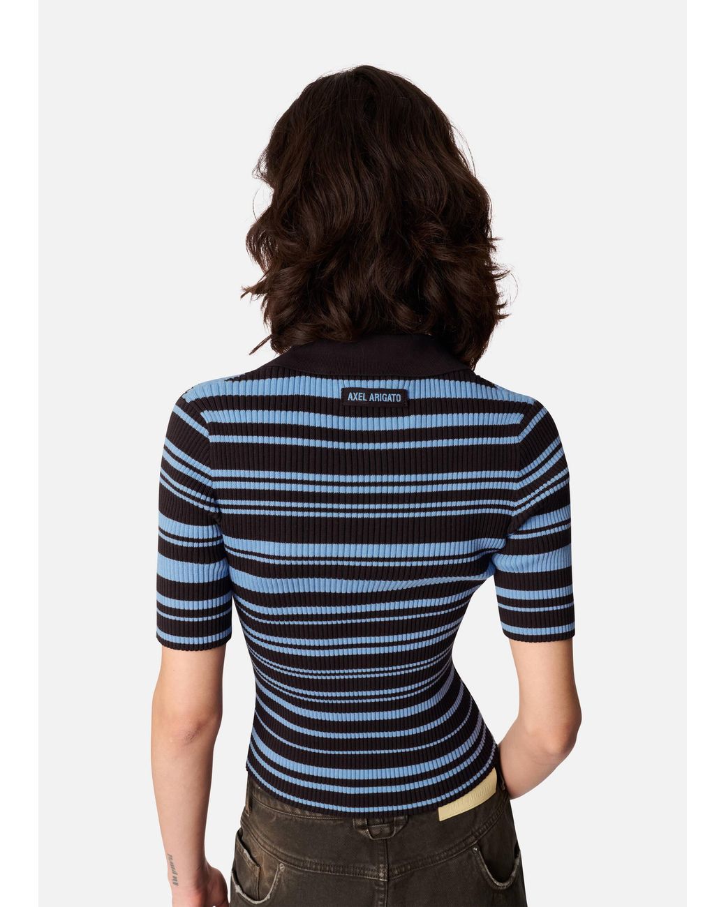 Axel Arigato Blue Anja Ribbed Polo Top