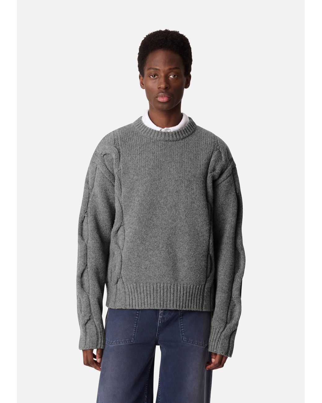 Axel Arigato Gray Beam Cable-Knit Sweater for men